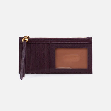 Hobo Carte Card Case In Pebbled Leather Ruby Wine