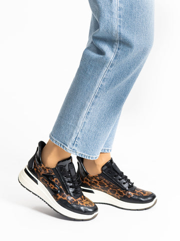 Ara 12-57701 Galicia Sneaker Black & Leopard