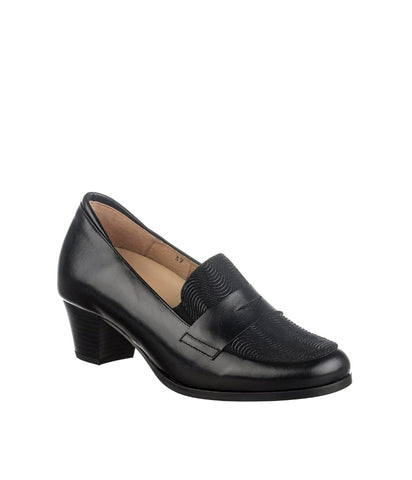 PieSanto 225467 Block Heel Loafer Black