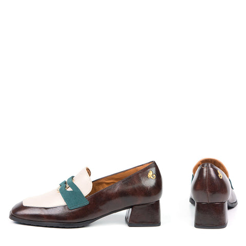 Glamile Penny Heeled Loafer Brown