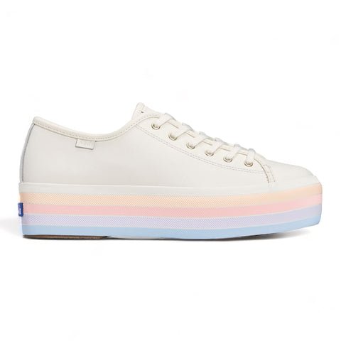Keds Triple Up Leather Multi Stripe Foxing Lace Up