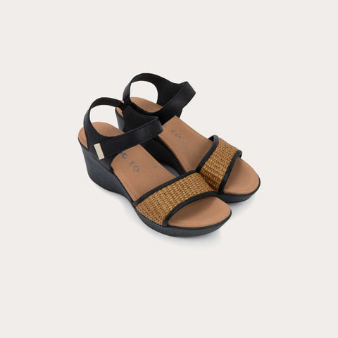 Naot Summer Raffia Black/Tan