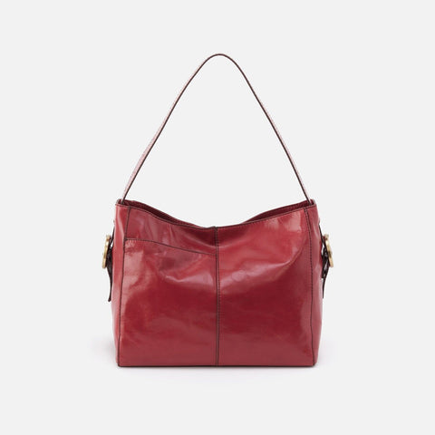 Hobo Render Shoulder Bag Polished Leather Cranberry