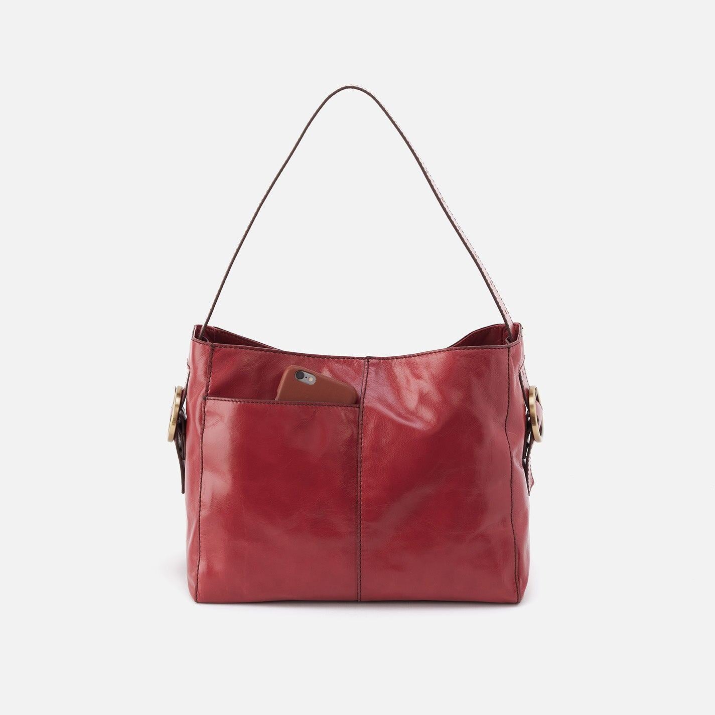 Hobo Render Shoulder Bag Polished Leather Cranberry