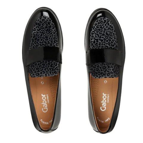 Gabor 72.042.27 Loafer Black Patent/Suede Print