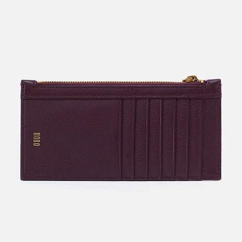 Hobo Carte Card Case In Pebbled Leather Ruby Wine