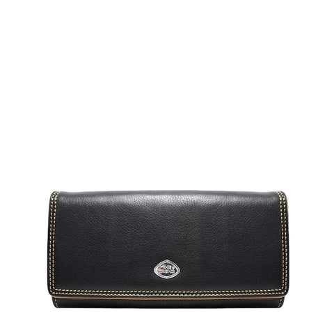 The Trend 588344 Long Italian Leather Wallet RIFD Black