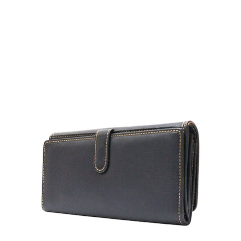 The Trend 588344 Long Italian Leather Wallet RIFD Black