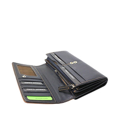 The Trend 588344 Long Italian Leather Wallet RIFD Black