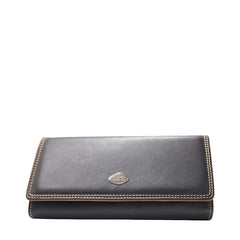 The Trend 588344 Long Italian Leather Wallet RIFD Navy