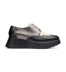 Wonders C-7313 Oxford Slip On Pewter Metallic Combo