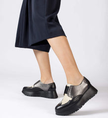 Wonders C-7313 Oxford Slip On Pewter Metallic Combo