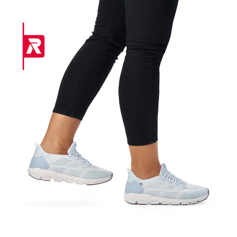 Rieker Revolution  40403-10 White/Pale Blue Combo Slip On Shoe
