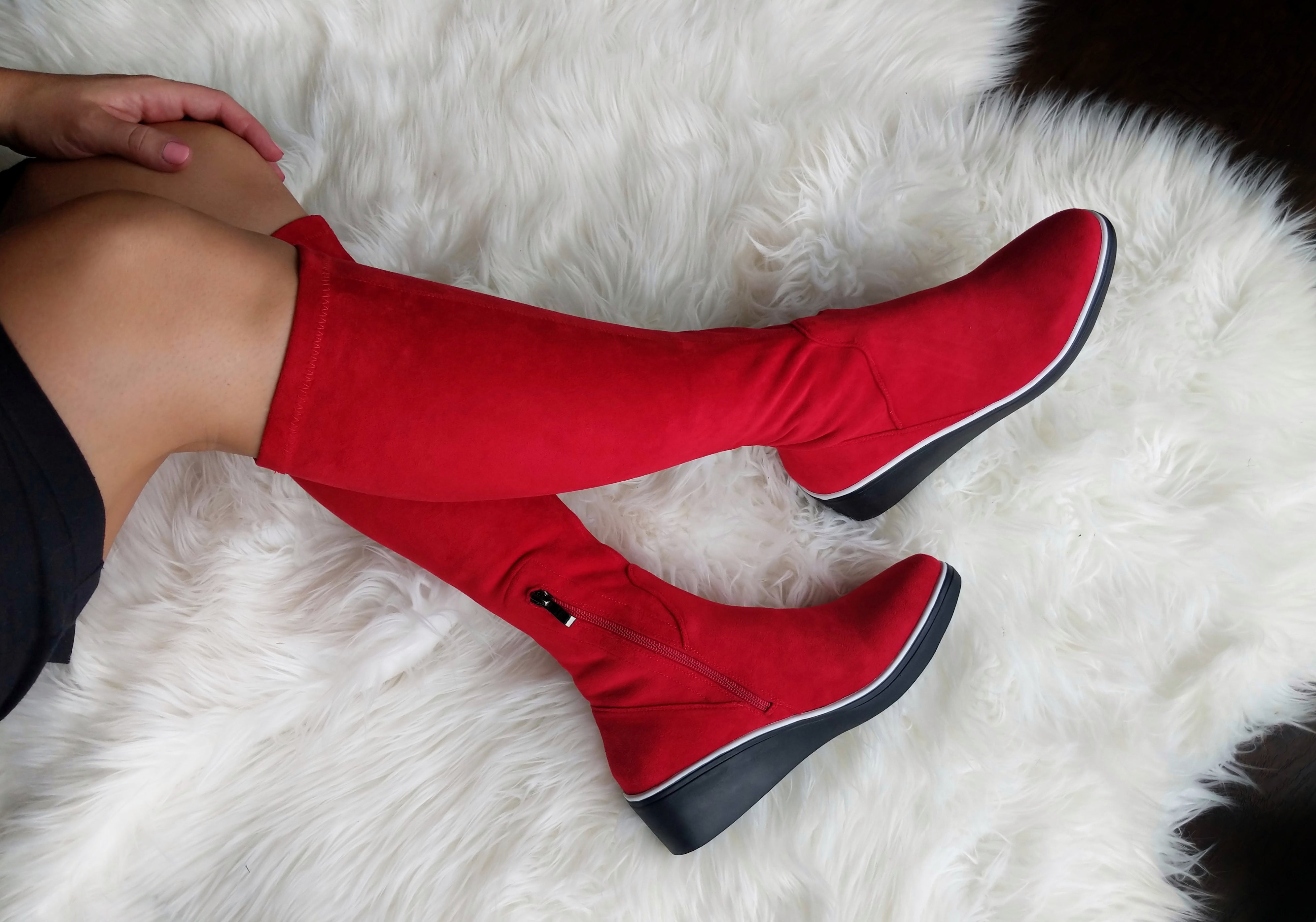 Minx - Jessie Long Red Micro Suede