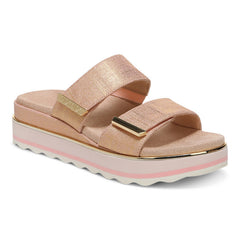 Vionic Phoenix Brandie Slide Roze Linen Metallic